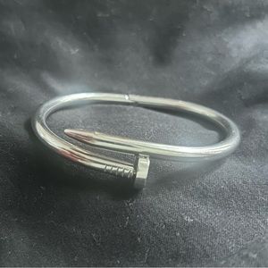 Silver Stainless steel Bracelet Nail shape like french design